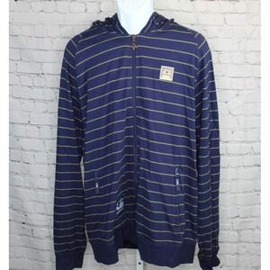 LRG Lightweight Zip-Up Hoodie Striped Blue Yellow Size 2XL Lifted Research Group